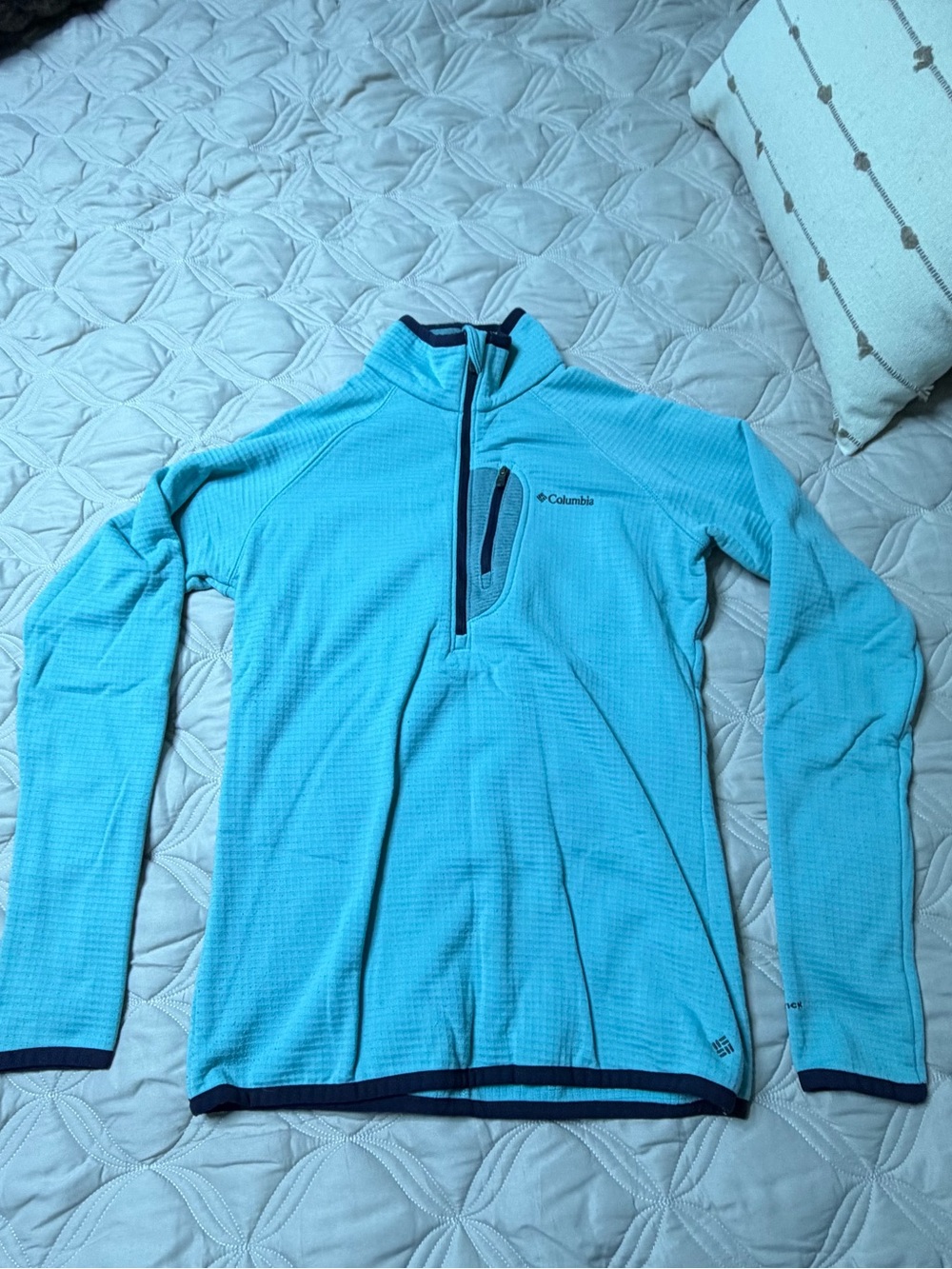 Columbia Aqua and Navy Quarter-Zip Fleece